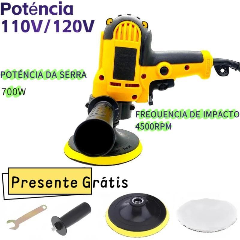 Politriz Automotiva Profissional 700W 125mm - Lixadeira Multifuncional 110V/220V 4500RPM