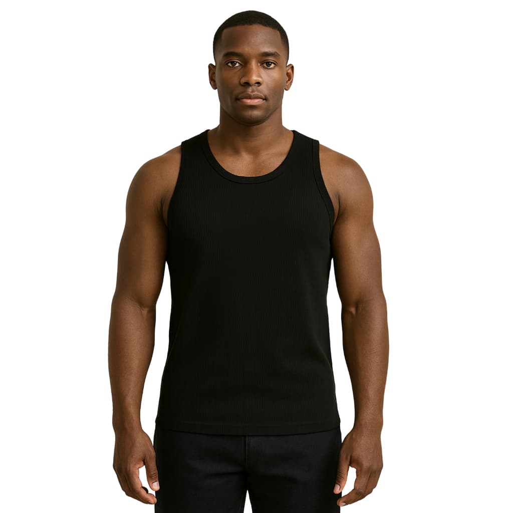 Camiseta Regata Americana Estilo Rapper Slim Estilosa Justa ao Corpo Preta