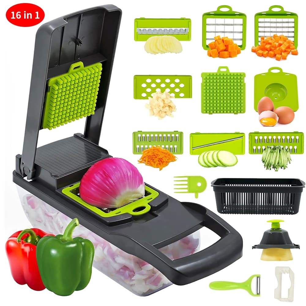 Multifuncional 16 em 1 Fatiador de legumes profissional Cortador Ralador Slicer aço inoxidável