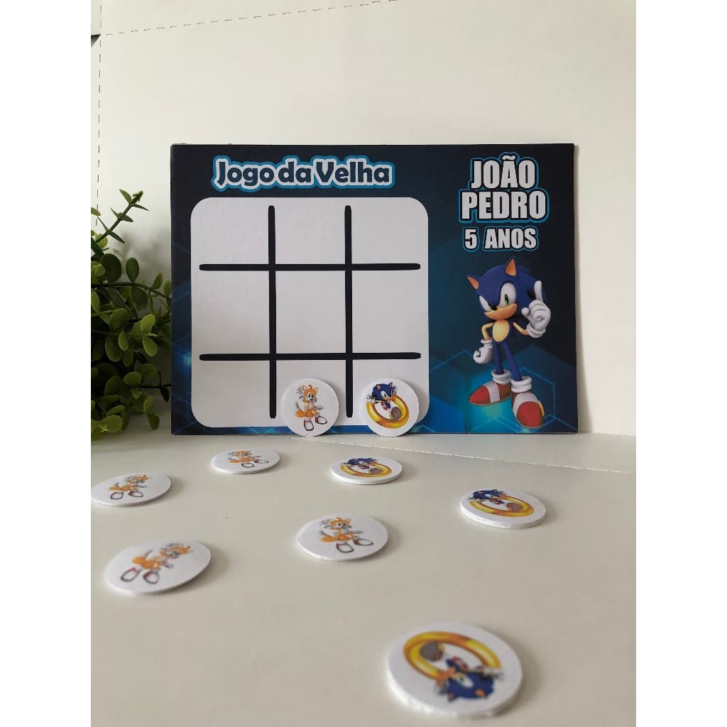 Kit Jogo da Velha Sonic Lembrancinha de Aniversário Tema Sonic