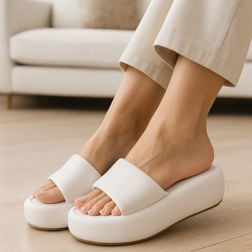 Chinelo Flatform Tamanco Feminino Slide Estilo Nuvem Puff 5cm Papete Acolchoada Conforto Moda