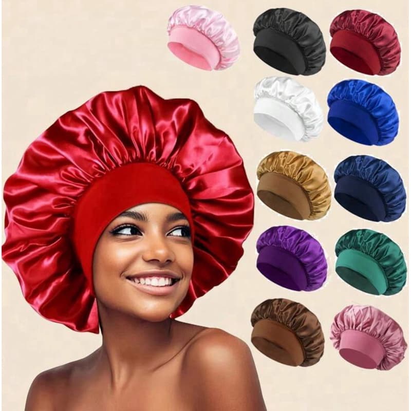 4 Peças Touca De Dormir De Cetim De Aba Larga Multicolorida Para Mulheres, Adequada Para Uso Diário
