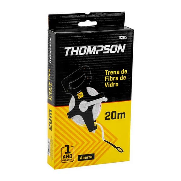 Fita Trena de Fibra de Vidro Aberta 30m Thompson 0366 Trena Manivela Longa
