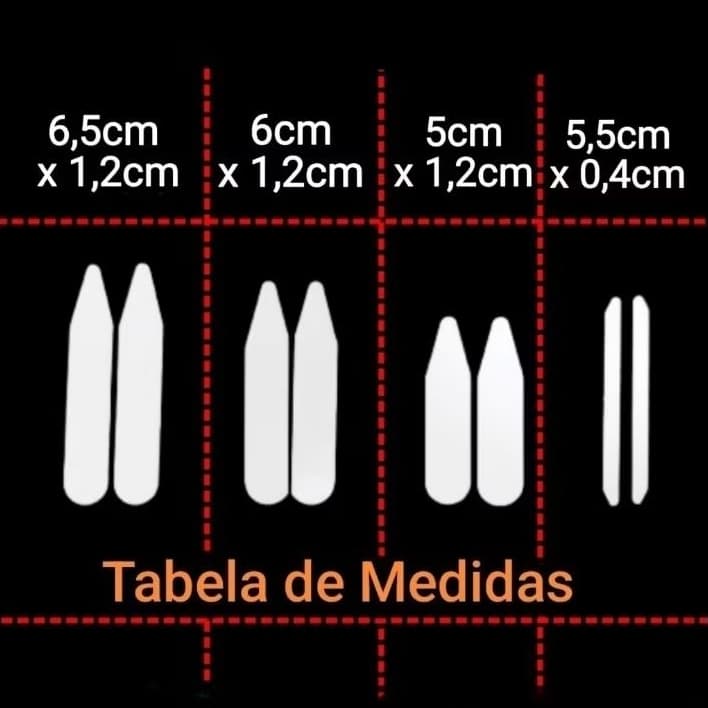 OFERTA com 120 un - BARBATANAS para Camisa Social GOLA PALETA EM POLIPROPILENO  RESISTENTE UNISSEX