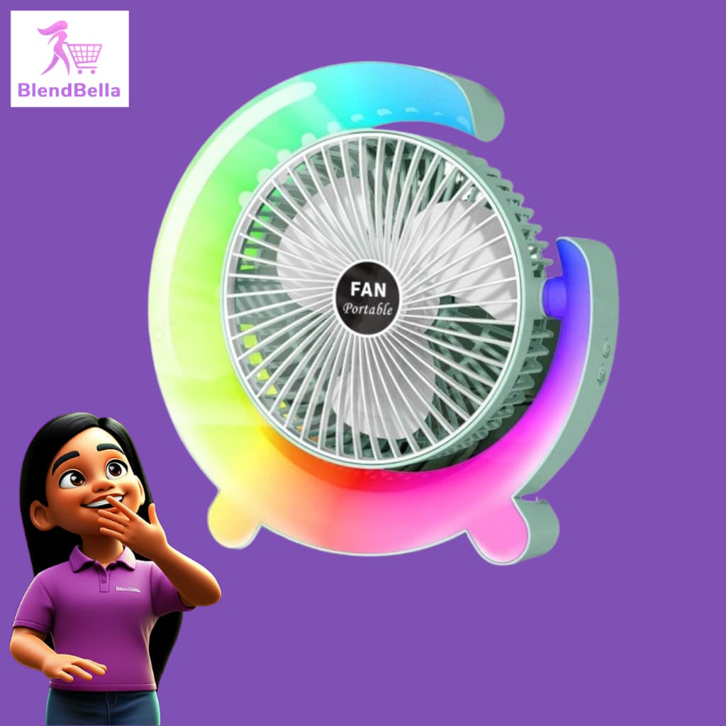 ventilador G de mesa portátil usb desktop rgb luz refrigeração silencioso para casa escritório 3 ajuste de velocidade