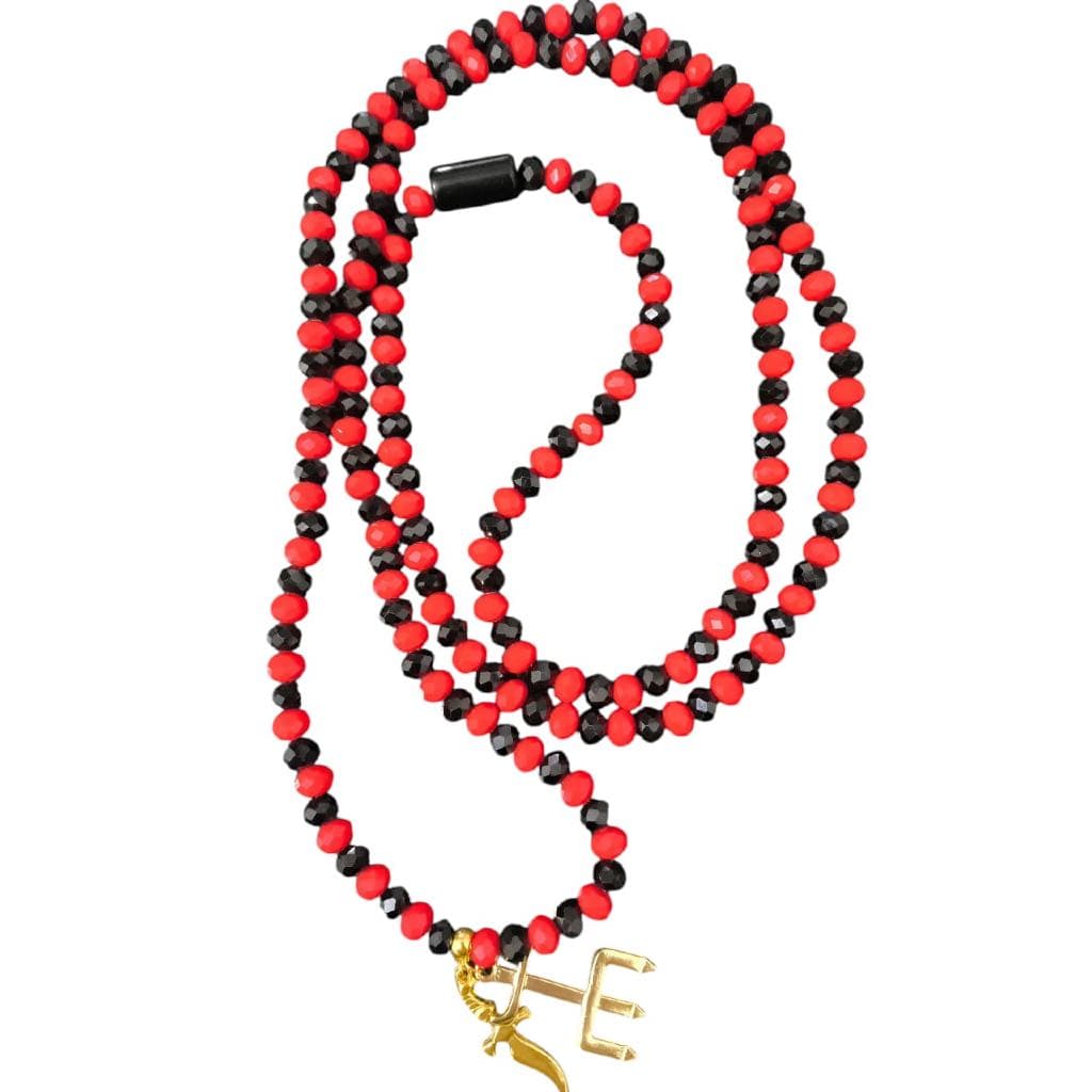 Guia Exu Tiriri Cristal Vidro 8mm 60cm Umbanda Colar Religioso Força Proteção Espiritual Energia