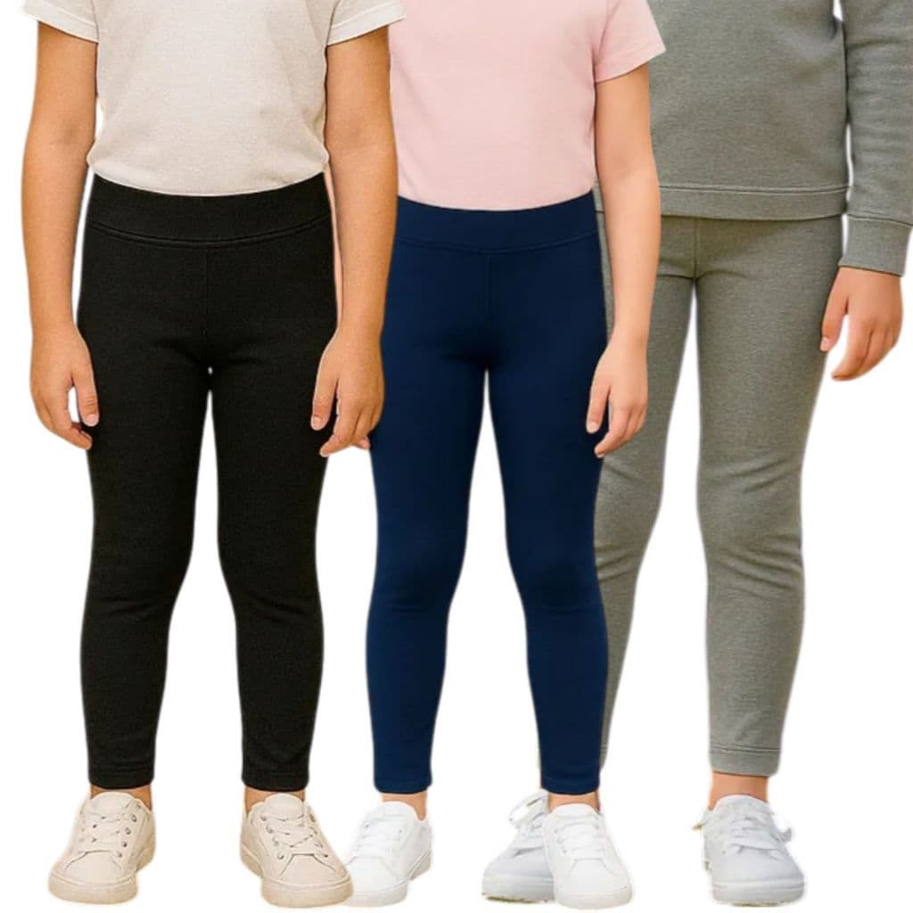 Kit 3 Calças Legging Infantil Menina Suplex Cintura Alta Ideal Para Escola e Dia a Dia