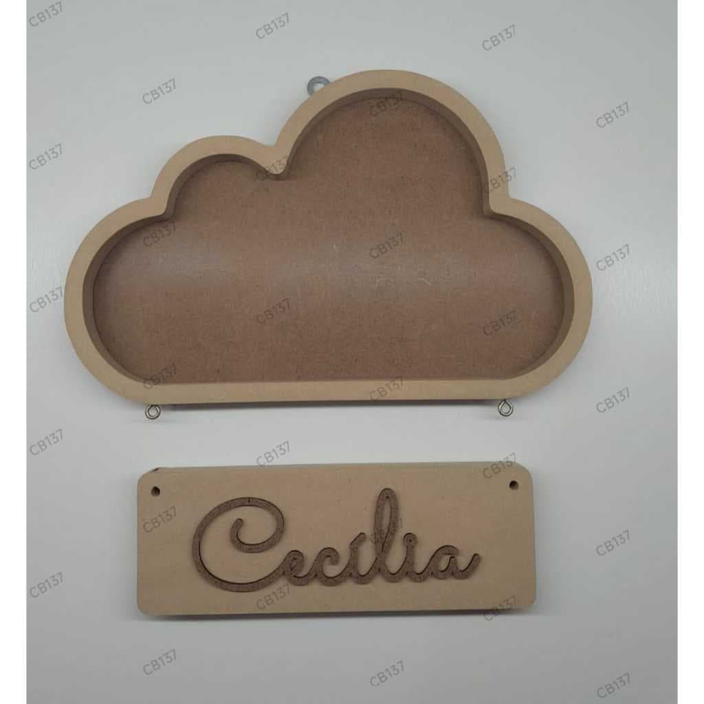 Nicho nuvem em MDF (27x17) com placa + nome cru