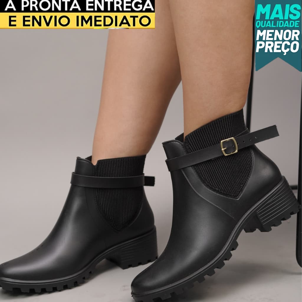 Bota Feminina Cano Curto Casual Inverno Sem Salto Tendência Blogueira