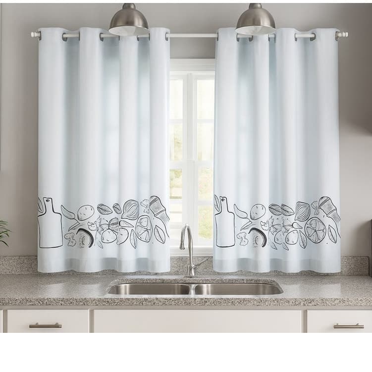 Cortina 100% Blackout Corta Luz Blecaute 2,20 m x 1,30 m Estampada de Cozinha