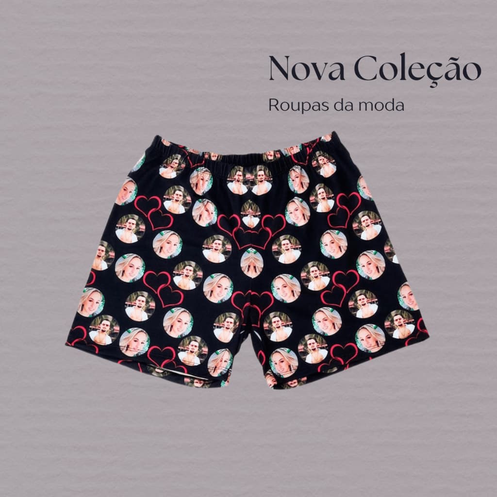 Short Masculino Personalizado Com Foto Confortável Para Dormir