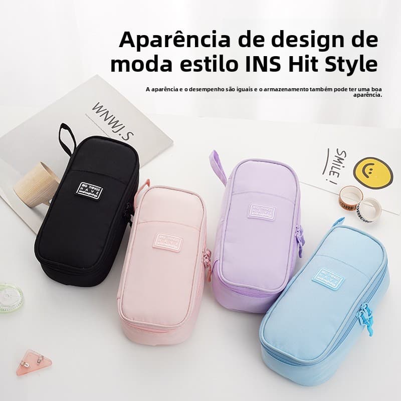 Estojo De Lápis De Grande Capacidade Camada Escolar Portátil De Grande Capacidade 2025