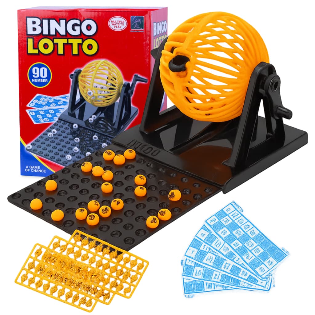 Bingo Brinquedo Infantil 35 Cartelas + 90 Bolinhas Globo Giratório Jogo Para Criança Menino Menina
