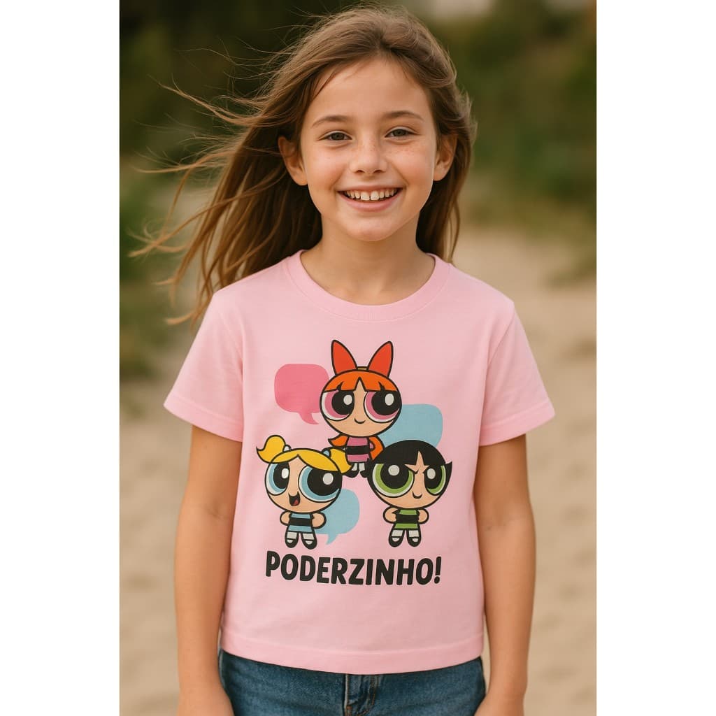 camiseta infantil superpoderosas poderzinho 100%algodão camisa menina Camiseta