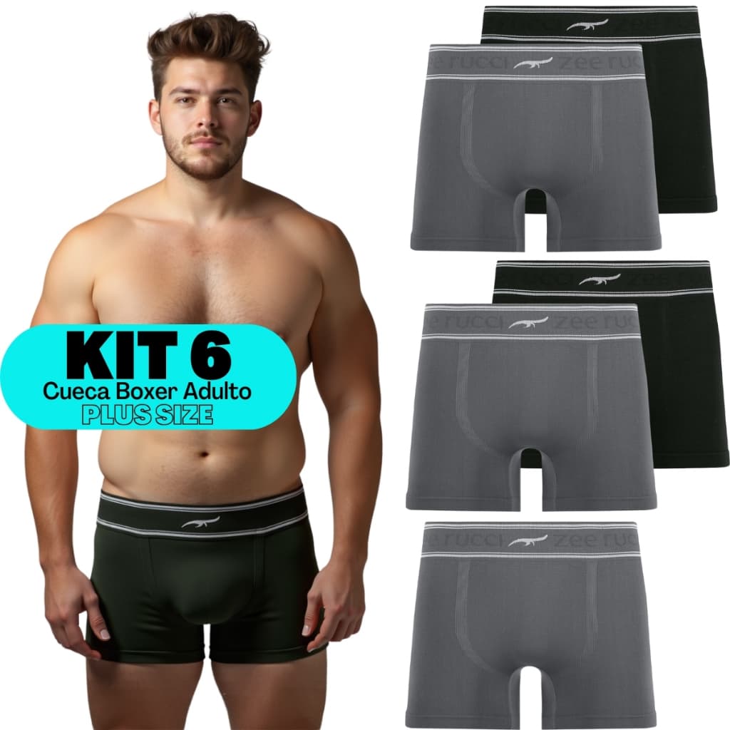 Kit Com Seis Cuecas Premium Boxer Plus Size Original De Tecido Macio