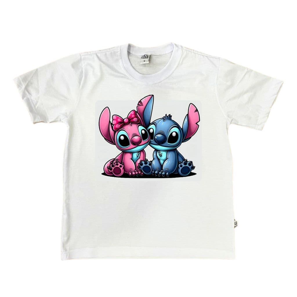 Camiseta tema Stich Infantil e Adulto