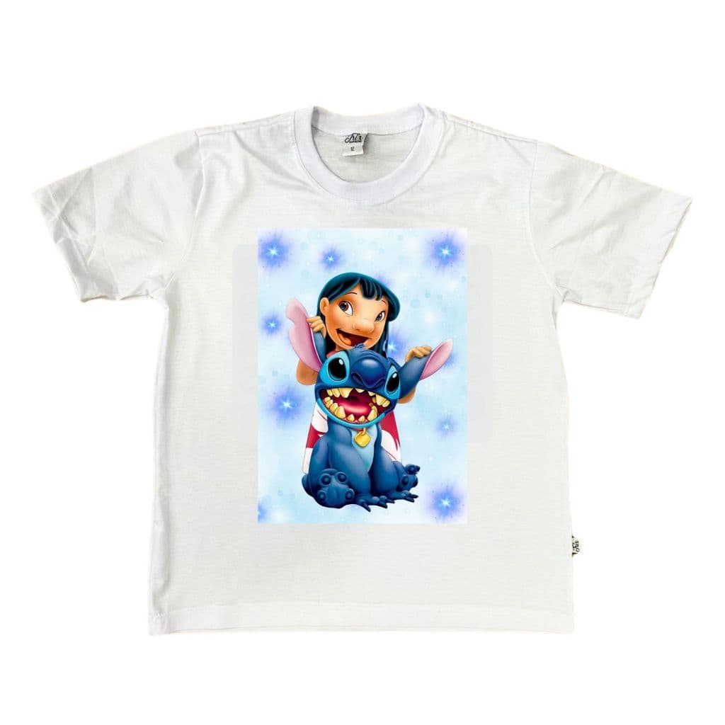 Camiseta tema Lilo & Stitch Adulto e Infantil