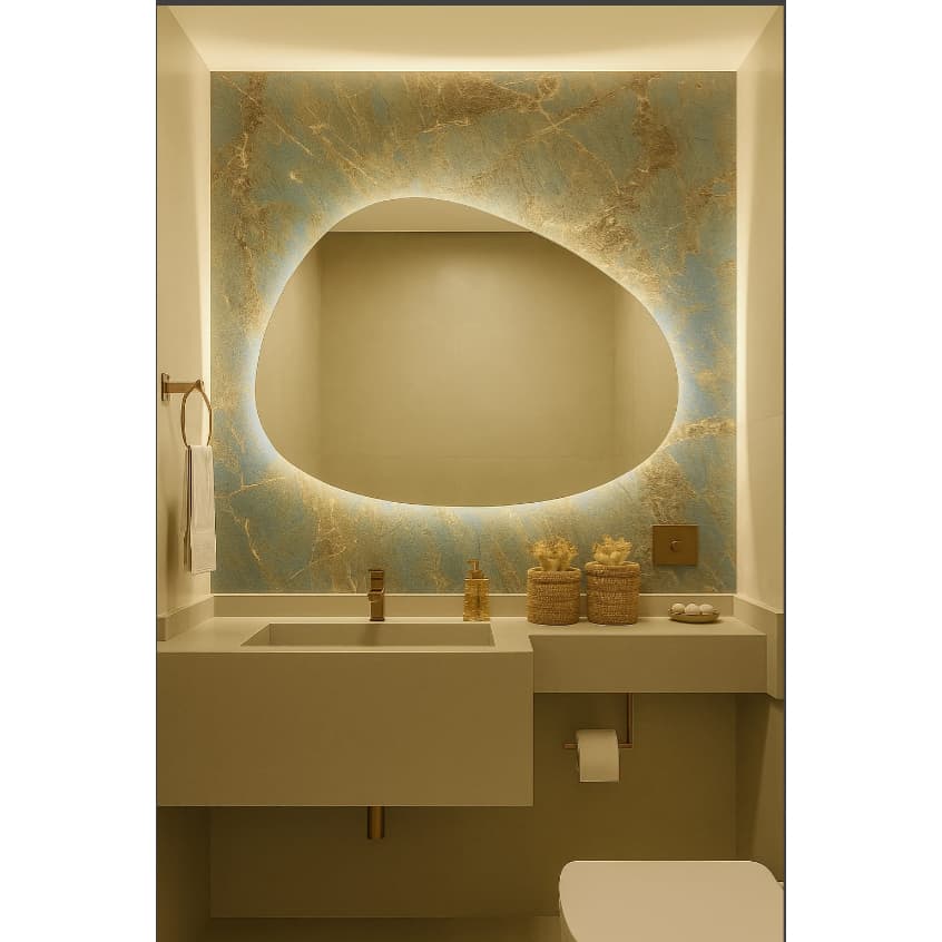 ESPELHO ORGÂNICO COM LED DECORATIVO 55X85 ENVIO FULL