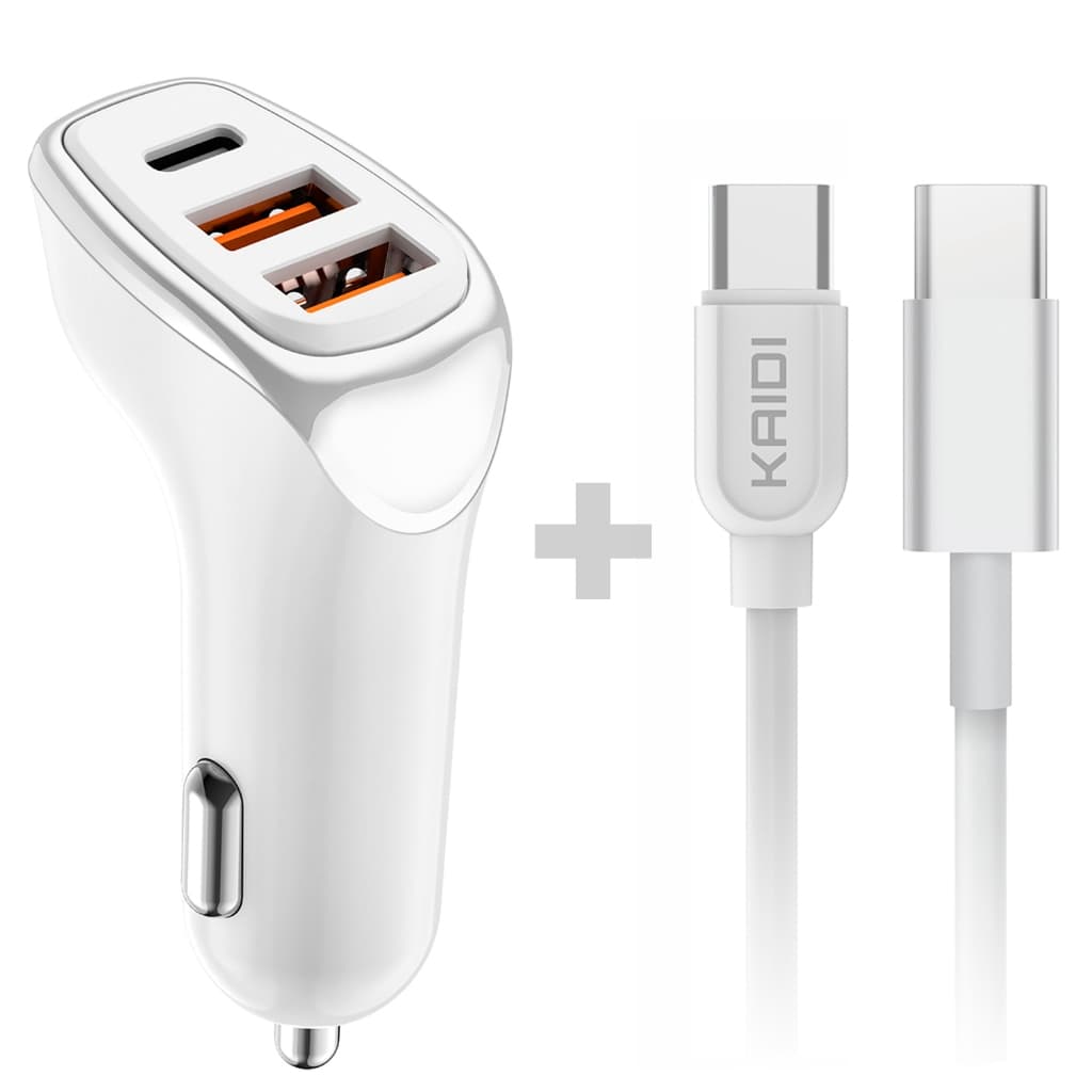 Carregador veicular Turbo 38w 2 USB e 1 usb tipo C 3 USB + Cabo tipo C para Samsung