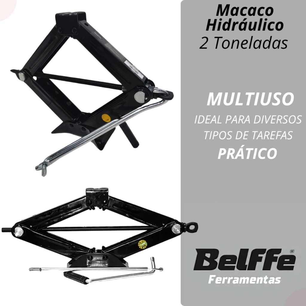 Macaco Hidráulico Tipo Sanfona De 2000Kg Profissional Com  Chave Universal  Reforçado  Para Veículos