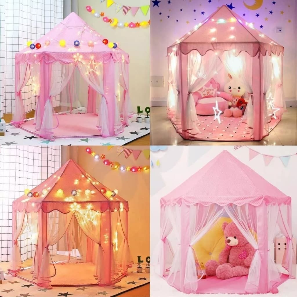 Barraca Tenda Cabana Infantil Criança Tipo Castelo + Luz Led
