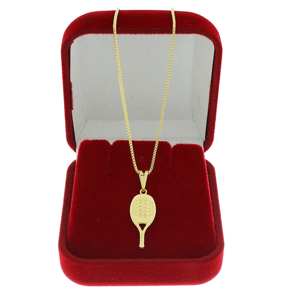 Colar com Pingente Raquete de Beach Tennis Banho de Ouro 18k Esporte ao Ar Livre