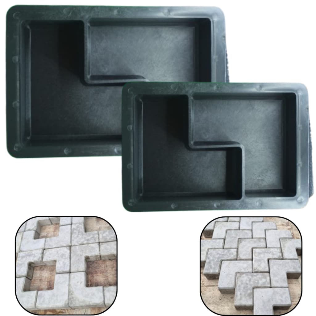 Kit 2 Forma Base Plastica p Piso Concreto Paver Seta Em L Quina Meio-Bloco 25x15x6 Médio