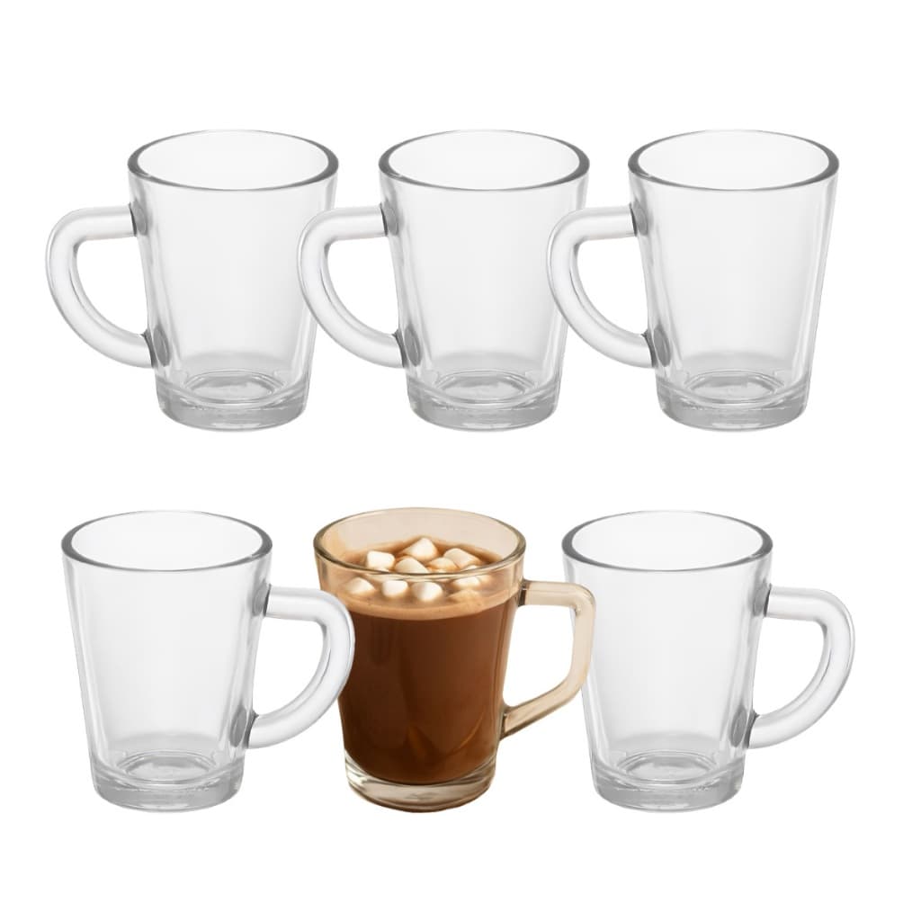 Jogo com 6 Xícaras de Vidro 220ml | Ideal para Café, Cappuccino e Bebidas Quentes