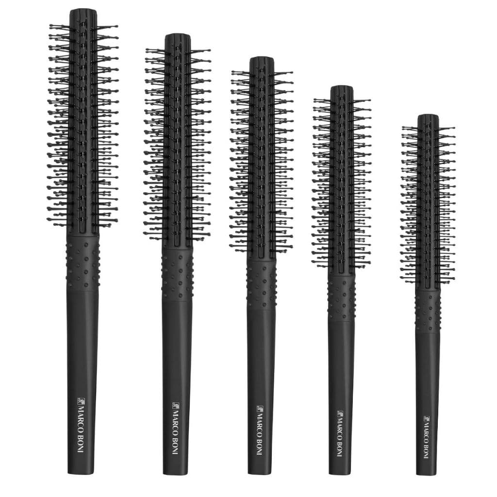 Kit 5 Escova De Cabelo Marco Boni Cilíndrica Com Cerdas em V - preto