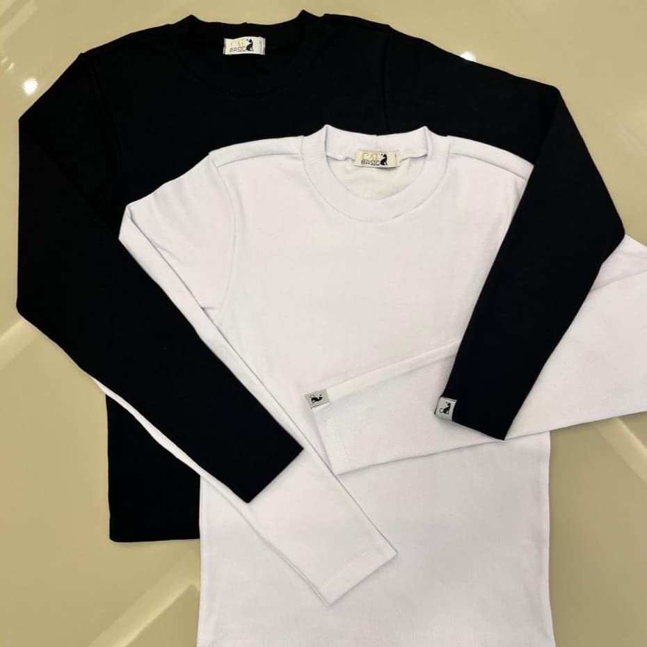 Kit 2 Blusas Femininas Manga Longa Canelada Malha Ribana Dia A Dia Para Inverno Cores Sortidas