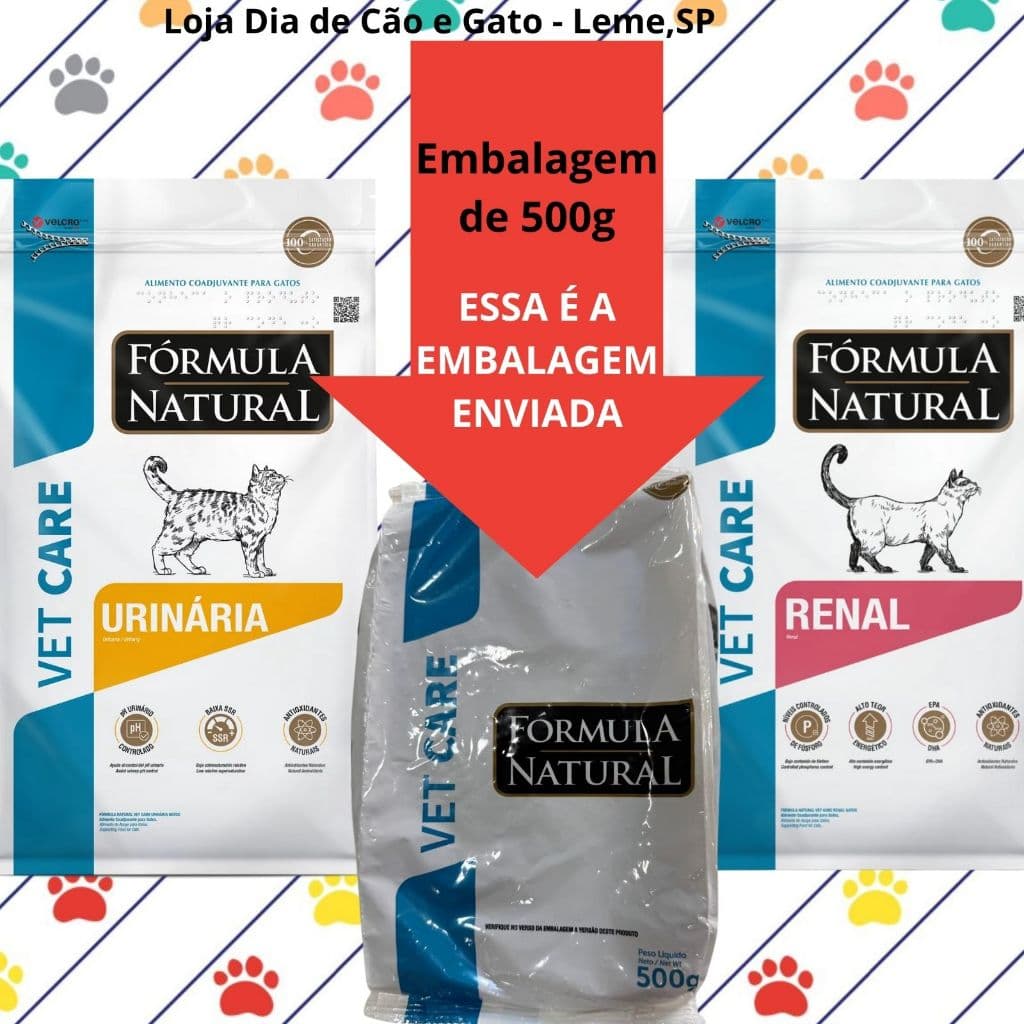 Ração 500g ou 1,5Kg - Ração Vet Care para Gatos -  Urinária ou Renal