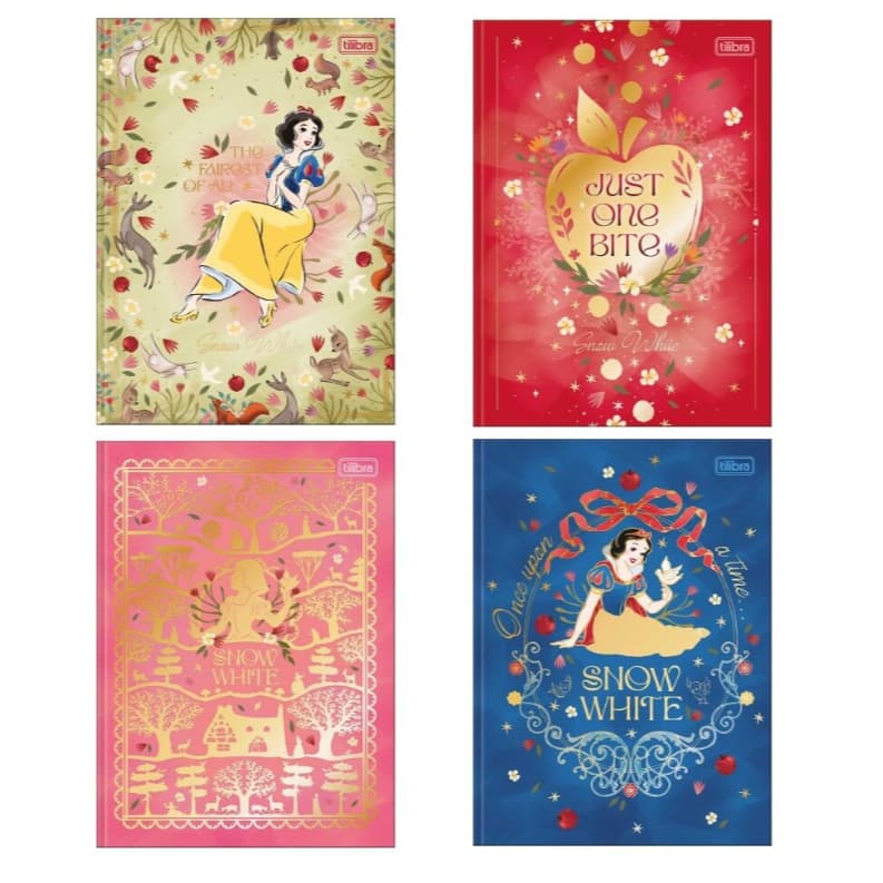 CADERNO COLEGIAL BRANCA DE NEVE - CADERNO LINDO COM FOLHAS DESENHADAS NO TEMA BRANCA DE NEVE