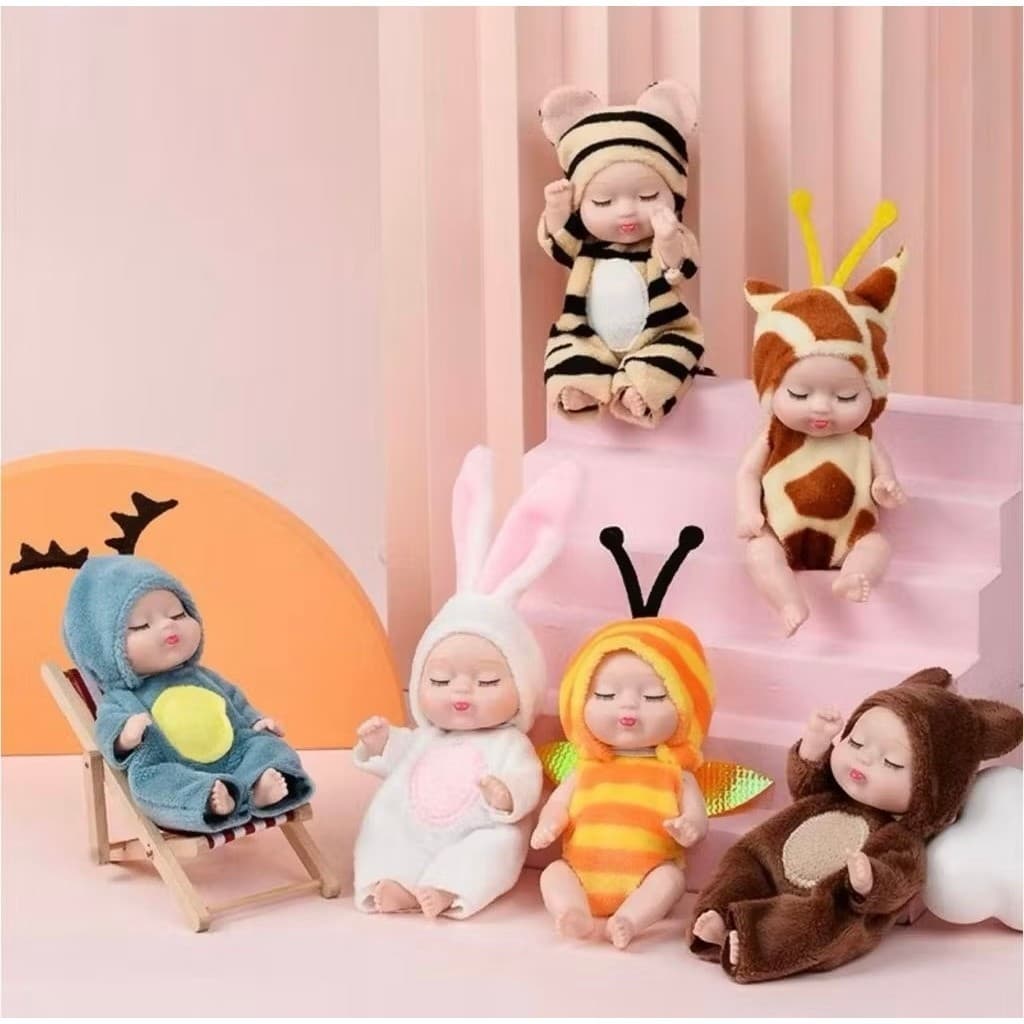 Kit 3/6 babys Brinquedo infantil mini bonecas para bebê menina reborn silicone realista simulação sleep baby