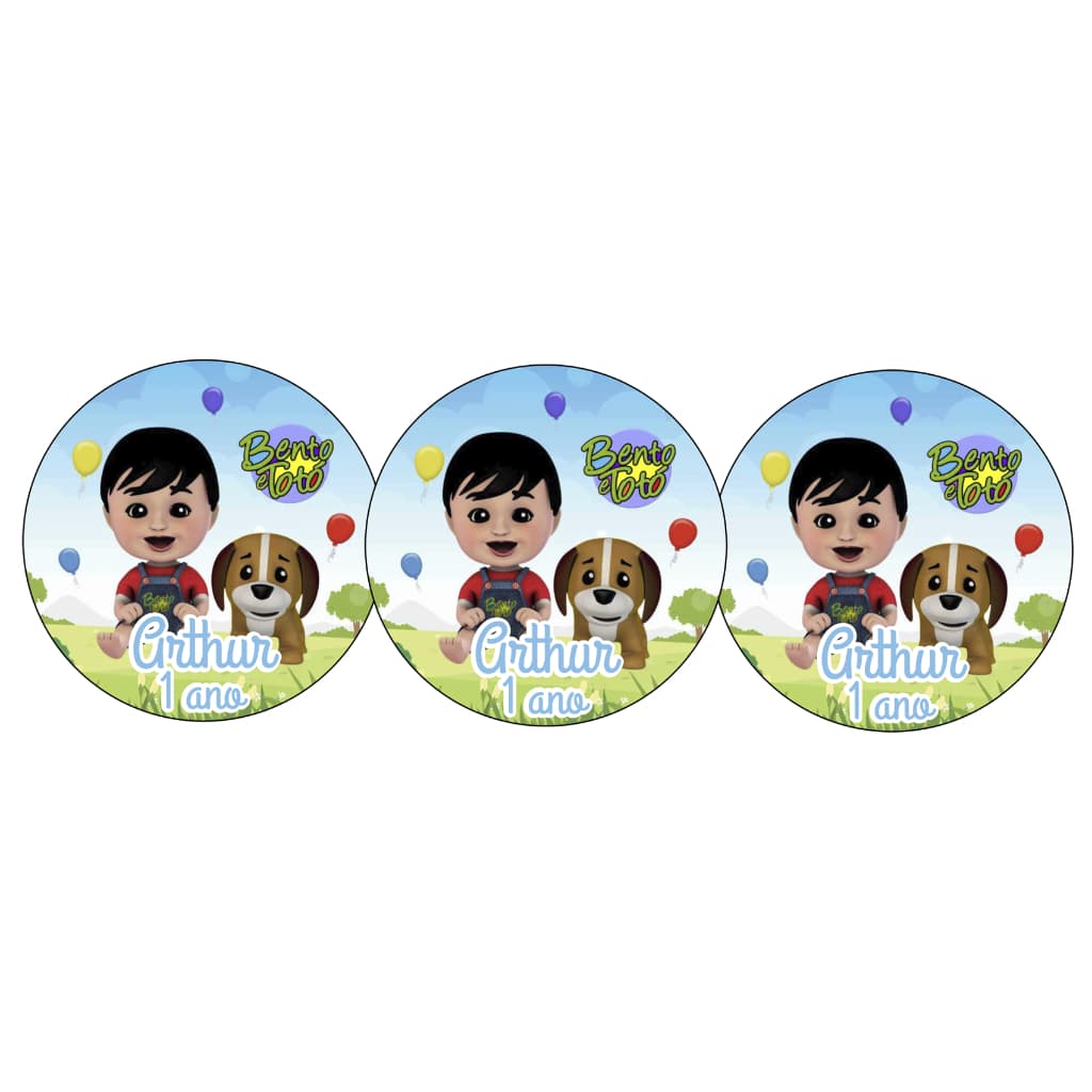 Adesivos Personalizados 5x5 Bento e Totó  - Fazemos qualquer tema Adesivos Para Festas