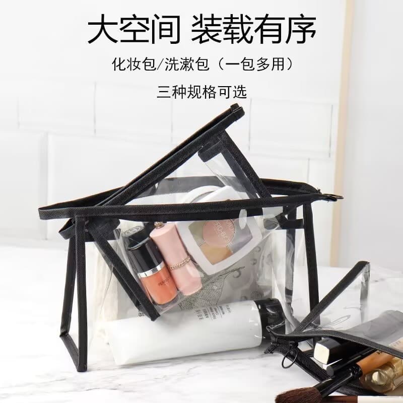 2 kit Necessaire de PVC  (grande + pequeno) bolsa de cosméticos transparente à prova d'água portáti