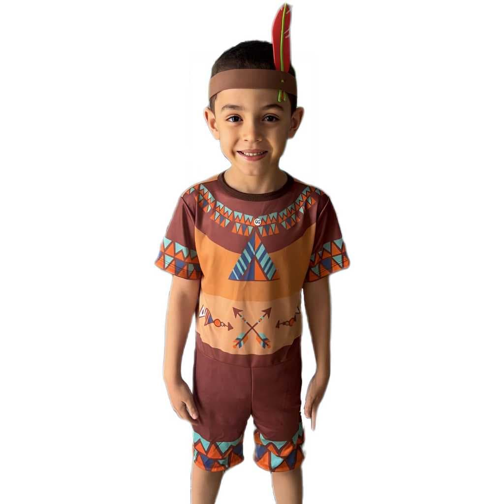 Fantasia Roupa Infantil Índio Com Pena De E.v.a Envio Já !