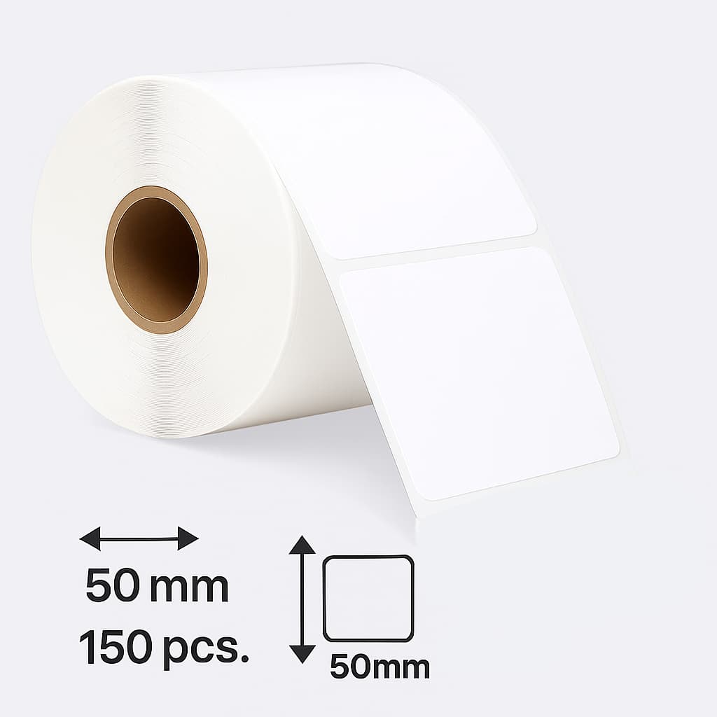 Etiqueta Adesiva Térmica Niimbot 50x50mm Branca – Rolo com 150 Unidades Resistente a água