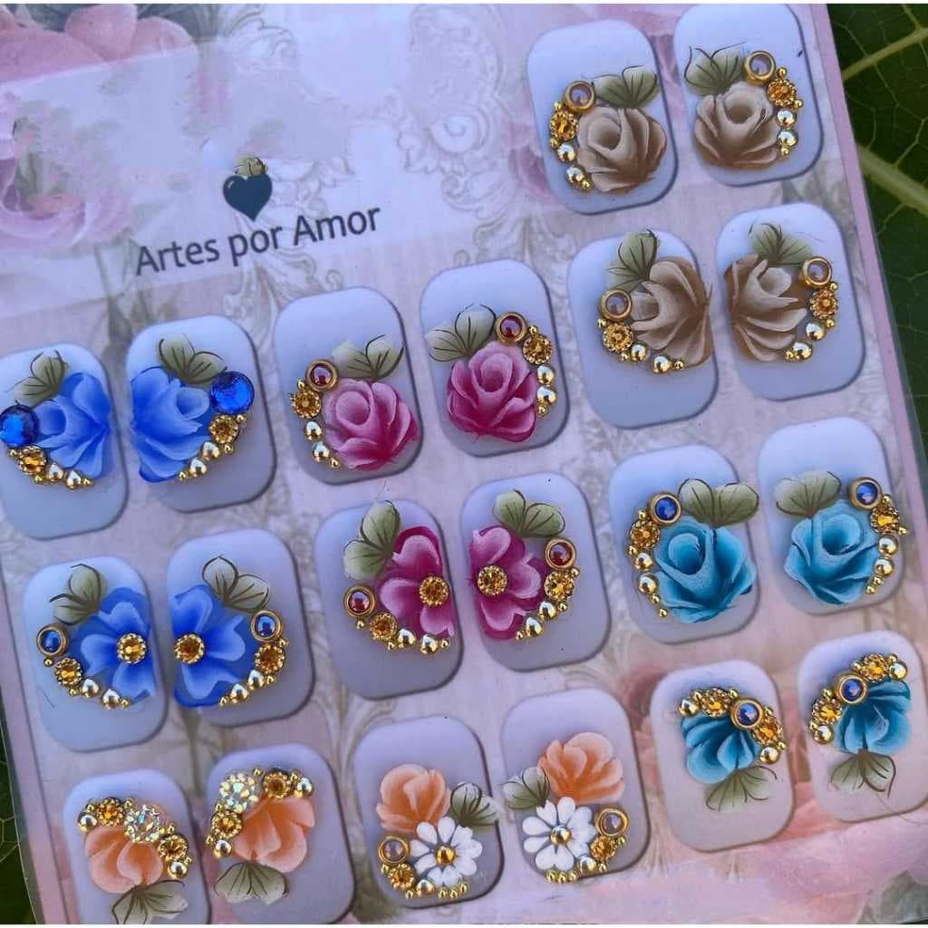 100 Adesivos de unhas Artesanal Pedrarias Jóias adesivos para unhas artesanais Belas Unhas Brasil