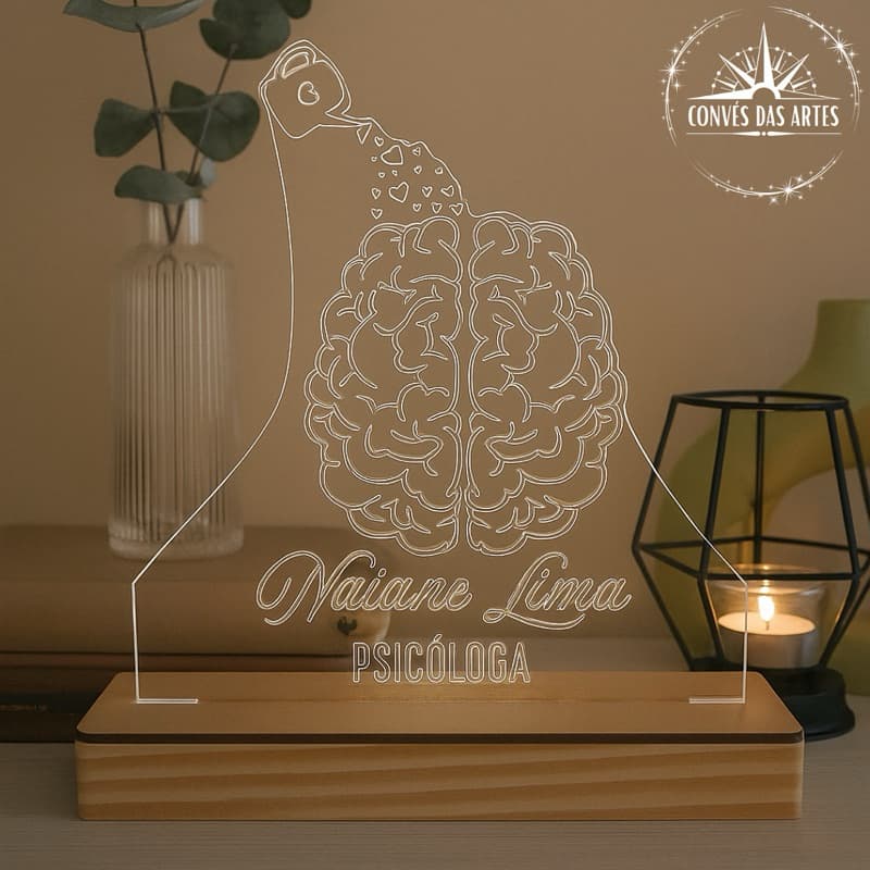 Luminária Personalizada Psicologia/Graduação/Led/Decoração/Curso/Abajur