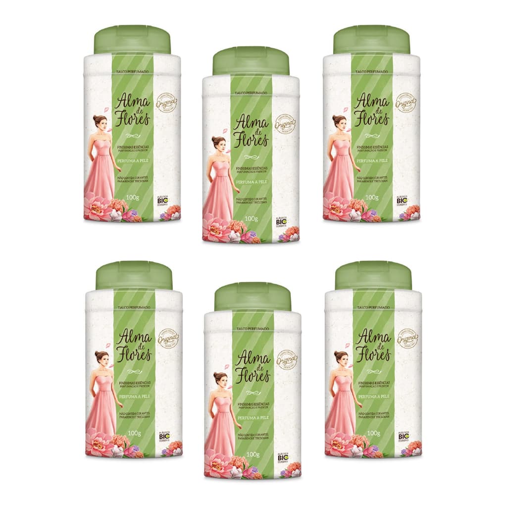 Kit 6 Talcos Alma De Flores Perfumado Classico 100g