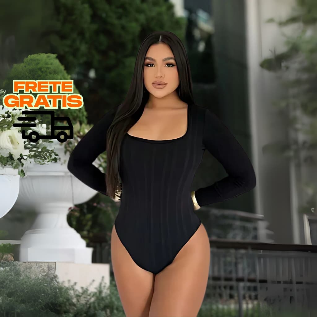 BODY MANGA LONGA DECOTE QUADRADO TECIDO RIVANA PREMIUM