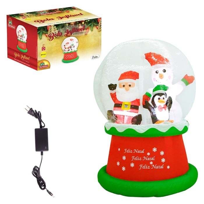Bola Inflável Globo de Neve Noel e Amigos de Natal Bivolt Com Luz - Art Christmas