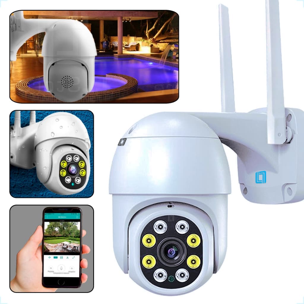 Camera De Segurança Giratória Com App Prova D'agua Panoramica Sensor Noturna Wifi
