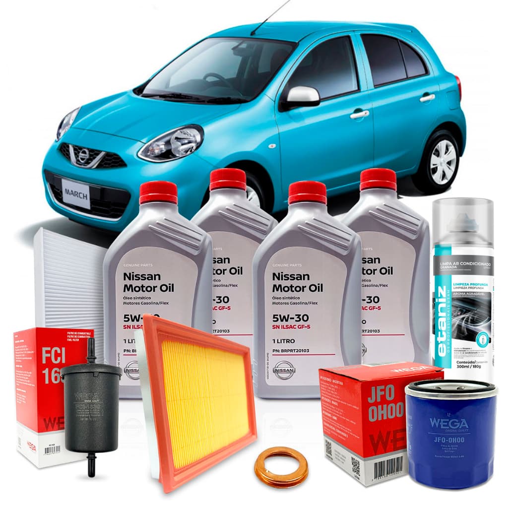 Kit Revisão Óleo Nissan March 1.0 3cc 12v 2016 2017 2018 2019 2020