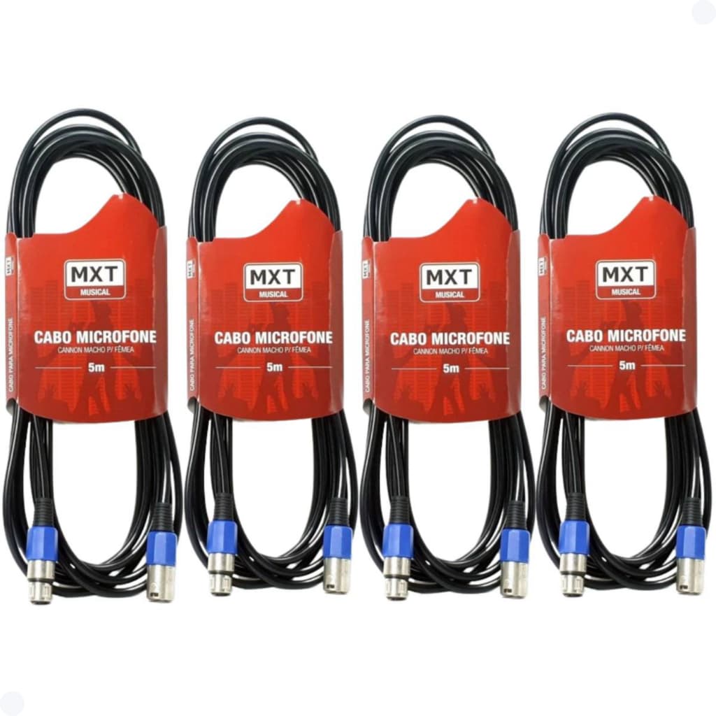 kit 4 Cabos Microfone Xlr Canon Macho E Fêmea Balanceado 5 Mts envio imediato Promoção
