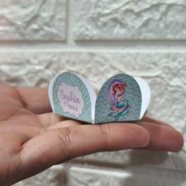 Forminhas de Brigadeiro Personalizada PEQUENA SEREIA ARIEL AQUARELA