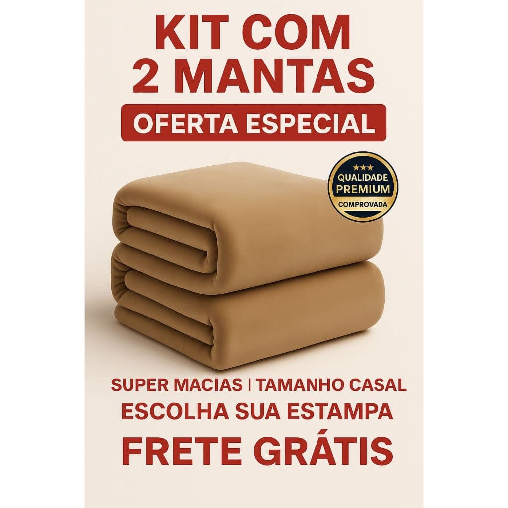 Kit Cobertor Casal Manta Microfibra Toque Macio 2,00 x 1,80 Mt 2 Peças