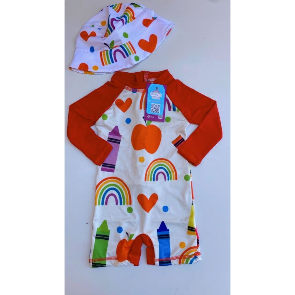 Macacão Feminino Infantil Infância 2 Peças Chapéu e macacão De Verão Uv 50+ Confortável e Estiloso! 6/12 Meses