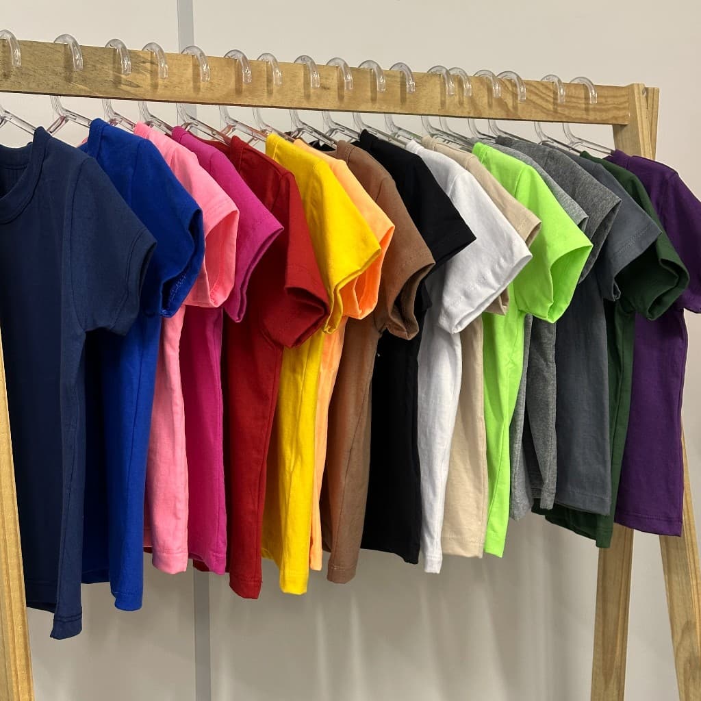 Kit 3 Camisetas Meia Malha Manga Curta Infantil Lisa Sortidas