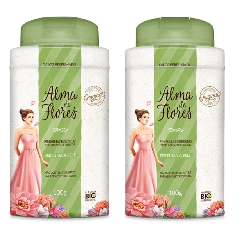 Kit 2 Talco Alma De Flores Classico Perfumado - 100g